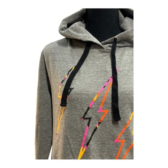 CHEERLEADER Gray Hoodie with Neon lightening bolts front NEW WITH TAGS EXTRA SM - Picture 3 of 15